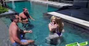 Besties Katie Kush and Kenzie Madison gets fucked by the pool by their hot daddies, eratriclu