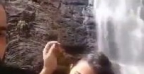 Indian cute Desi girlfriend giving blowjob near waterfall and in the Car, badboy66s6