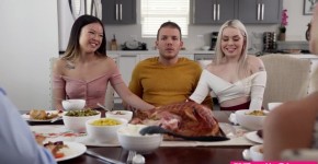 Thanksgiving stepbro is thankful for his penis and his stepsisters Haley Spades and Lulu Chu too, Jos3h212