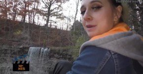 Outdoor Waterfall Blowjob - Blonde Canadian Green Eyes Almost Gets Caught!, Mahali421