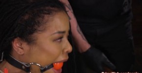 Hard bodied ebony in extreme bondage fucked with dick on a stick, villifloss