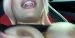 Viking Barbie pussy play in the car, Biggiesmalls03