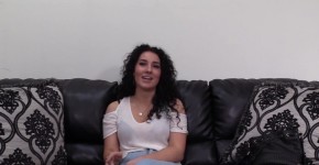 Curly haired Hollie fed jizz after 1st banging casting, Upacom