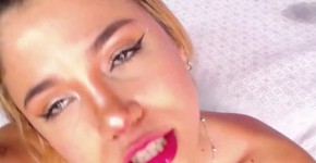 Blonde hottie gags on her fake cock and deep throats, cam4freeofficial