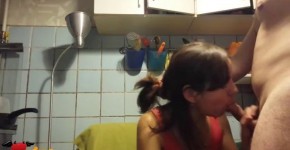 Amateur porn Homemade blowjob in the kitchen Took off on camera as a wife sucks CumShot, dubstep