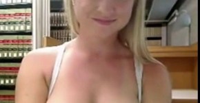 Cute blonde Kendra Sunderland from Xredcams masturbates in library, Jushinigs