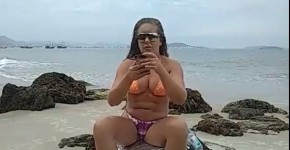 Young latina wife gets naked, dances and teases men on public beach in Brazil - real amateur slut, Fanciful