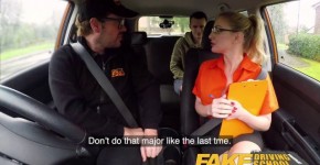 Fake Driving School Exam failure leads to hot sexy blonde car fuck, Indacin