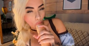 Blonde Babe Sucking Dildo While Rubbing Her Clit, Trouble_XX