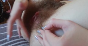 super hairy big clit pussy close up side view orgasm with vibrator, Ianton1