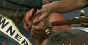 Bound blonde Dahlia Sky anal fucked and degraded in the public crowded bar, villifloss
