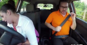 Chubby brit babe sucks off and rides her car instructor, Donkbbs