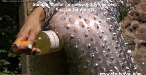 Cyber lady Sindy Rose with wine bottle anal fuck in public, Exilio544
