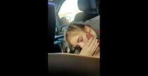 Blonde college girl with braids sucks cock in the car, sweetdo526