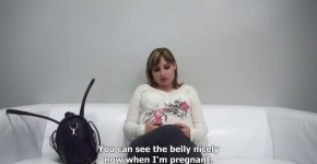 Czech Veronika 6834 pregnant girl reveals her body on casting, Dalilelaky