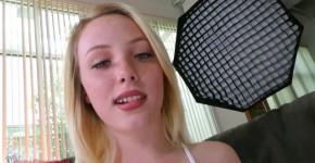 Blonde Teenager Dixie Lynn tells real life blowjob stories while sucking dick and swallowing cum!!, Lyndsey