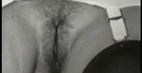 Watch young vintage brunette with round melons masturbate in old porn movie, edededis