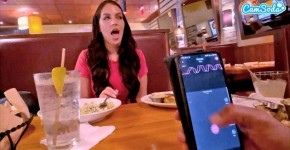 Cumming in Public with interactive toy at LUNCH! Public female orgasm interactive toy, endondit
