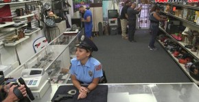 Latina pawnshop cop sucking pov dick and fucked from behind, sexyhour