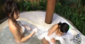 Two asian girls playing with each other caressing each other in the foam, torrez