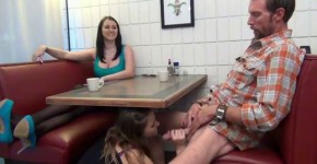 Daughter gives Footjob and BJ to Dad Under the Table, Kam724ran